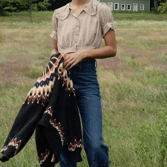 Dôen Sparrow Top In Blue Meadowlark Plaid Ramie Size Small - Picture 6 of 16